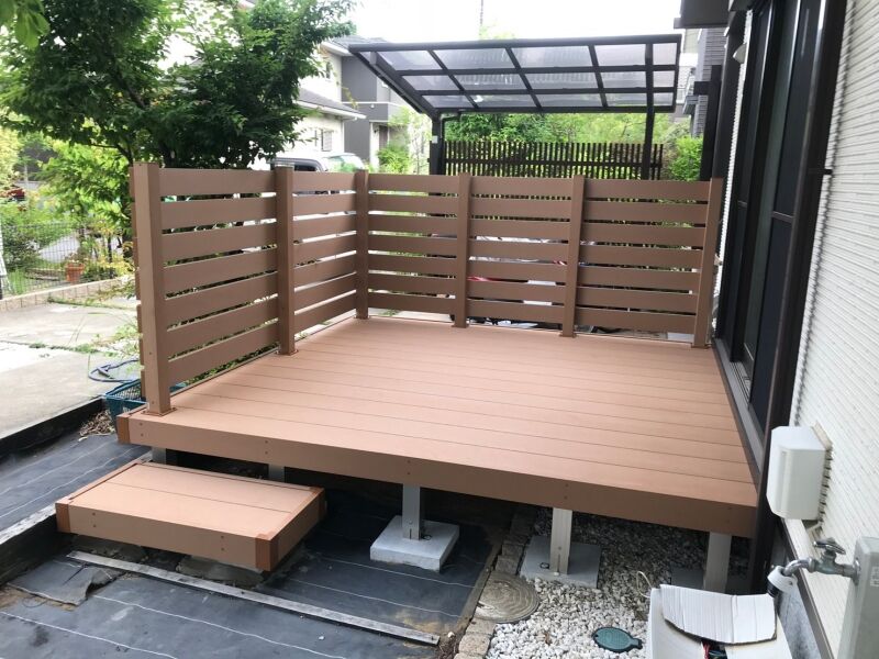 町田市 ウッドデッキ YKK AP リウッドデッキ オーニング LIXIL リクシル 彩風